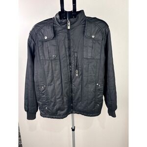 Brave Soul Black Label Mens Utility Jacket Black Quilted Padded Size M W045275M